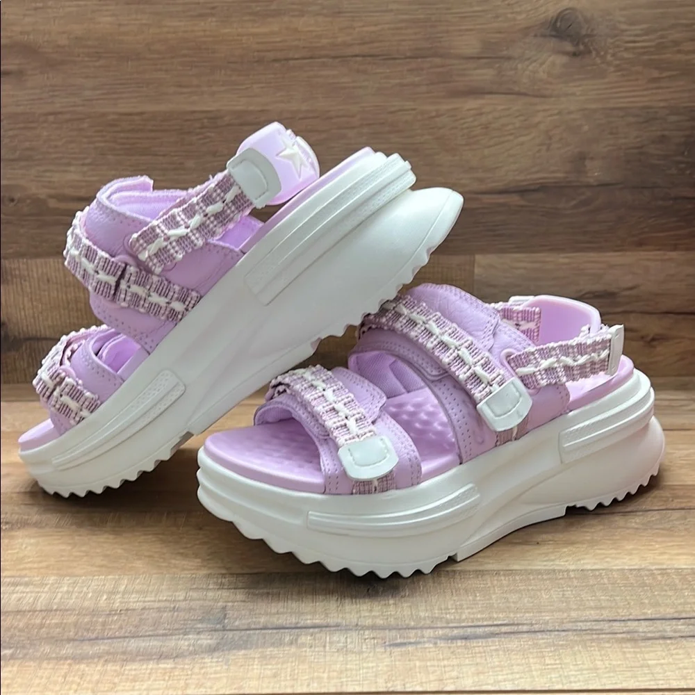 Converse Purple and White Sandals with Quilted Design